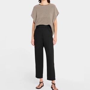 New Brunello Cucinelli Poplin Baggy Straight Leg Crop Black Pull-On Pants